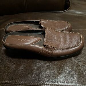 Andrew Geller Brown Leather Low Heel Loafer Mules‎ Women Size 6M Gratify